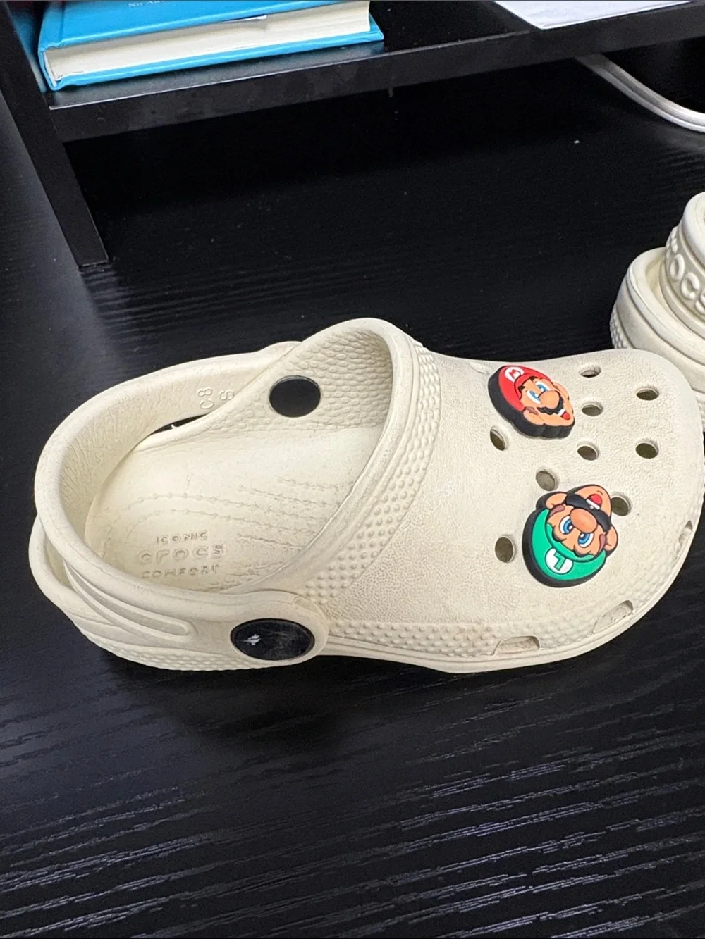 Kids Cream Crocs with Character Charms